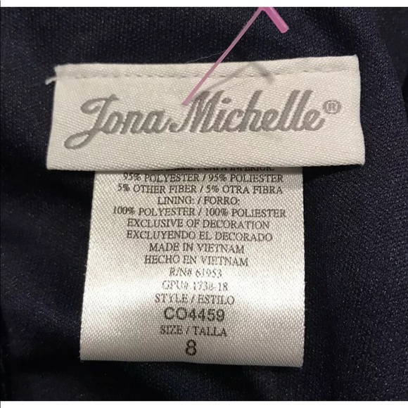 Jona Michelle Girl Dress Sz 8 Blue Silver Top Velvet Lined String Button Closure - Picture 7 of 9